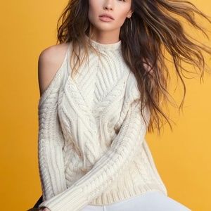INTERMIX Ivory Cold Shoulder Sweater